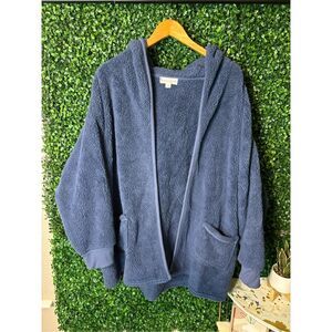 Koolaburra by UGG Dusty Blue Cozy Shaggy Plush Cardigan Rib Detail Sz 1XL